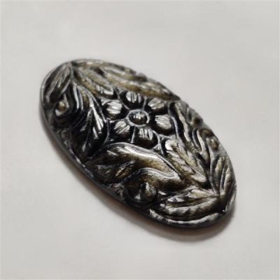 Silversheen Obsidian Mughal Carving
