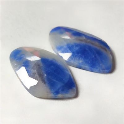 Rose Cut Blue Sapphire Pair