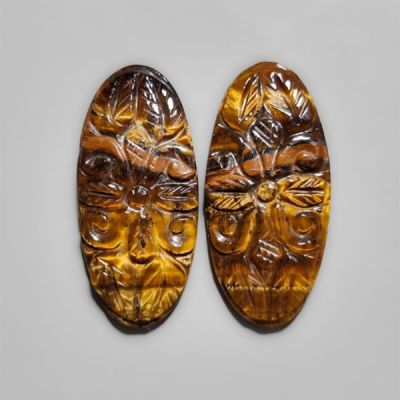 Tiger Eye Mughal Carving Pair