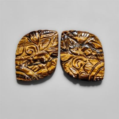Tiger Eye Mughal Carving Pair