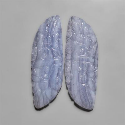 Blue Lace Agate Mughal Carving Pair