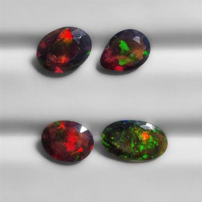 Faceted Ethiopian Black Opals Set