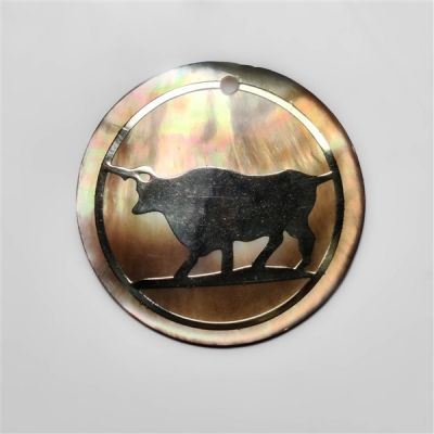 Silver Bull Inlay in Tahitian Rainbow Mother Of Pearl