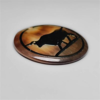 Silver Bull Inlay in Tahitian Rainbow Mother Of Pearl