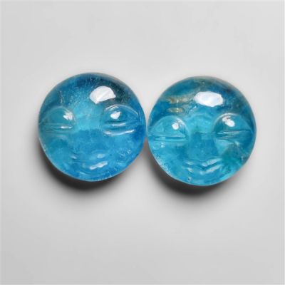 Himalayan Crystal Moonface Carvings With Noen Apatite Doublets Pair