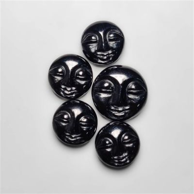 Black Onyx Moonface Carvings Lot