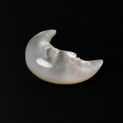 Himalayan Crystal With Mother Of Pearl Moonface Crescent Carving Doublet