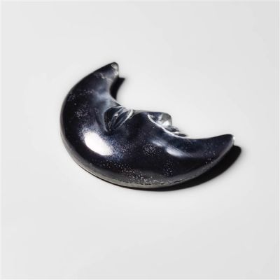 Himalayan Crystal With Silversheen Obsidian Moonface Crescent Carving Doublet