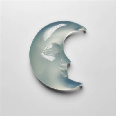 Aqua Chalcedony Moonface Crescent Carving