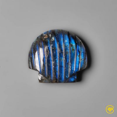 Blue Labradorite Scallop Shell Carving