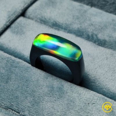 Aurora Opal With Black Onyx Ring
