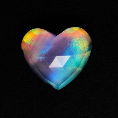Rose Cut Himalayan Quartz & Aurora Opal Doublet Heart Carving