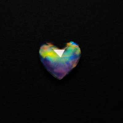 Rose Cut Himalayan Quartz & Aurora Opal Doublet Heart Carving-N20118