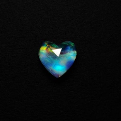 Rose Cut Himalayan Quartz & Aurora Opal Doublet Heart Carving