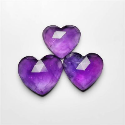 Rose Cut Amethyst Heart Carvings Lot