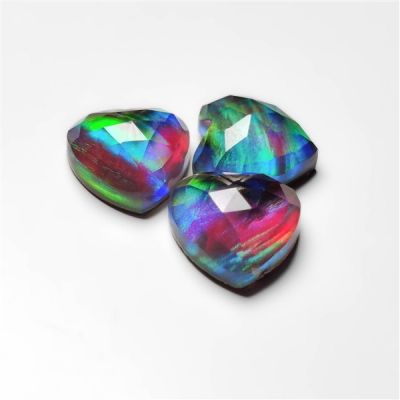 Rose Cut Himalayan Quartz &Aurora Opal Doublet Heart Carvings Lot
