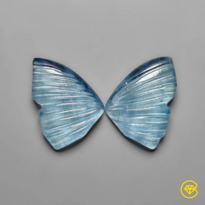 Aquamarine Butterly Carvings Pair