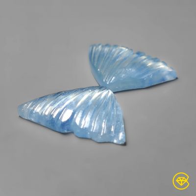 Aquamarine Butterly Carvings Pair