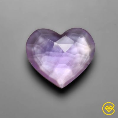 Rose Cut Amethyst With Mother Of Pearl Doublet Heart Carving