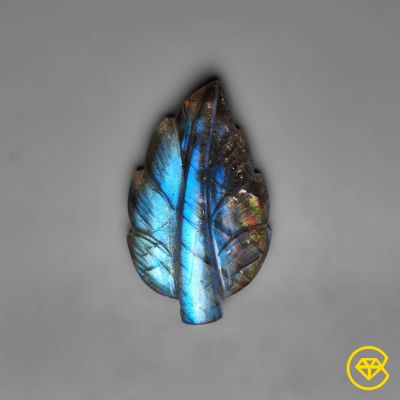 Blue Labradorite Leaf Carving