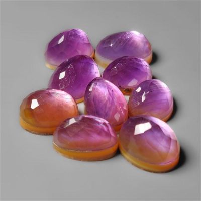 Rose Cut Amethyst & Mother Of Pearl Doublets Lot