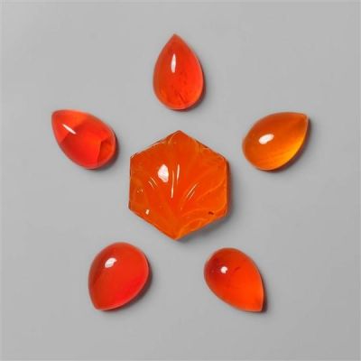 Carnelian Agate Cabs & Mughal Carving Set