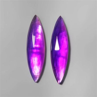 Rose Cut Amethyst With Mother Of Pearl Doublets Pair-N6805