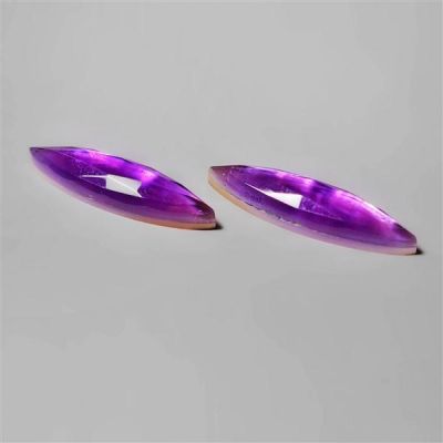 Rose Cut Amethyst With Mother Of Pearl Doublets Pair