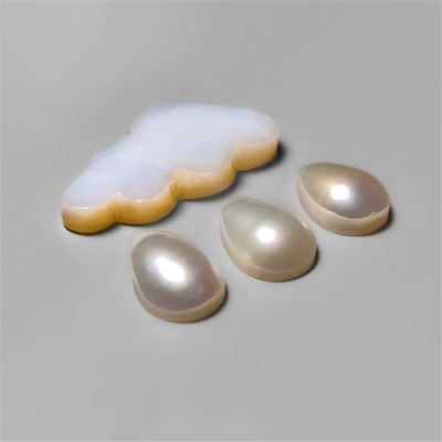 Mother Of Pearl Cloud Carving With Freshwater Pearl Drops Set