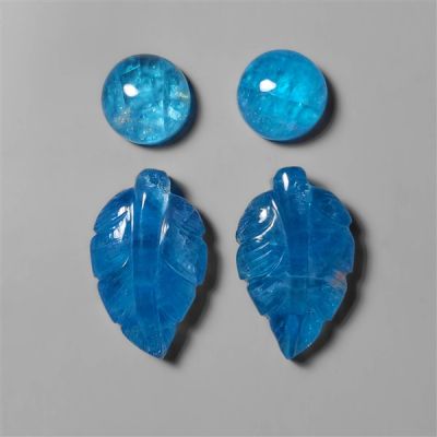 Crystal With Neon Apatite Doublets And Leaf Carving Set