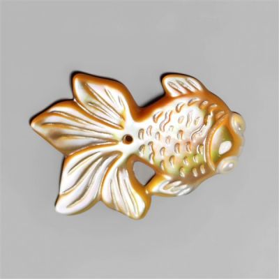 Golden Mother Of Pearl Fish Carving