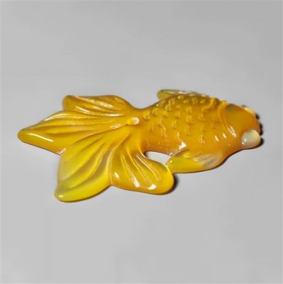Golden Mother Of Pearl Fish Carving