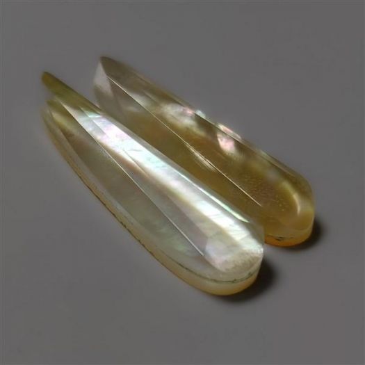 Step Cut Crystal & Mother Of Pearl Doublets Pair