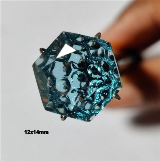 Faceted London Blue Topaz Intaglio Reverse Carving