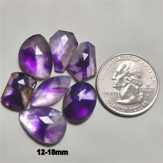 Rose Cut Trapiche Amethysts & Mother Of Pearl Doublets Lot
