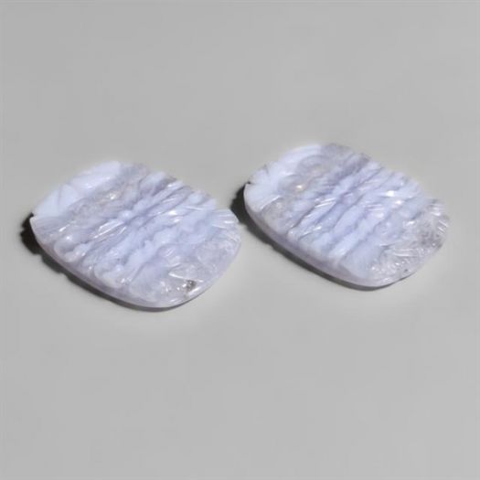 Blue Lace Agate Mughal Carving Pair