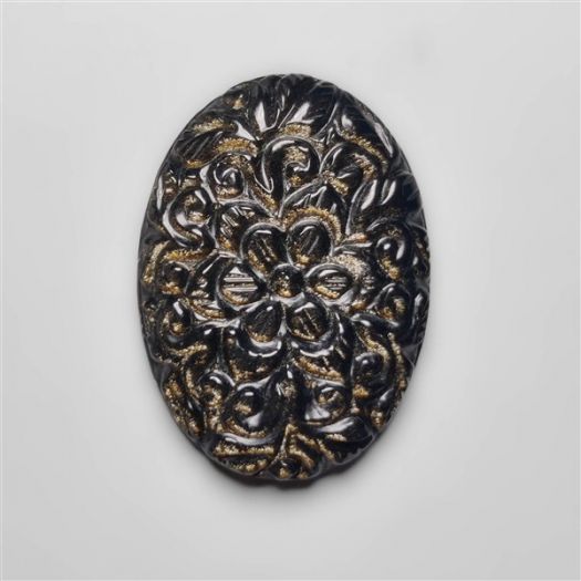 Silversheen Obsidian Mughal Carving