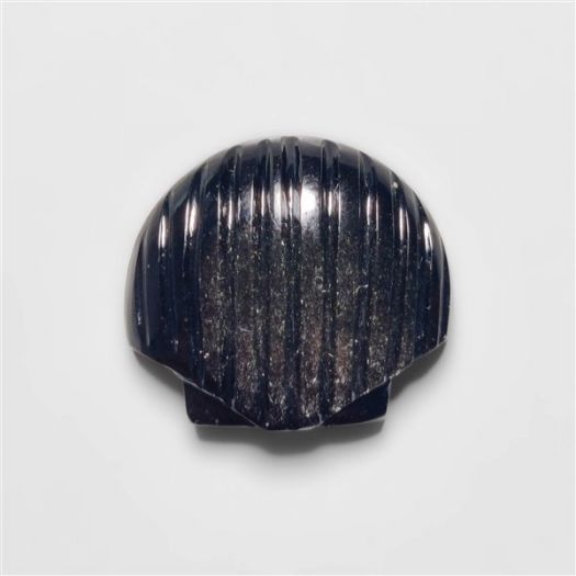 Goldsheen Obsidian Scallop Shell Carving