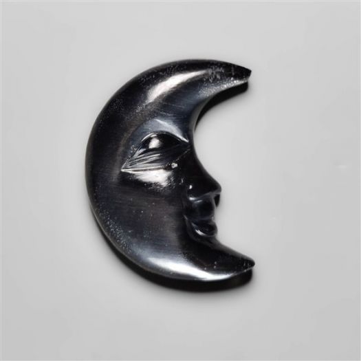 Himalayan Crystal and Hematite Moonface Crescent Carving Doublet