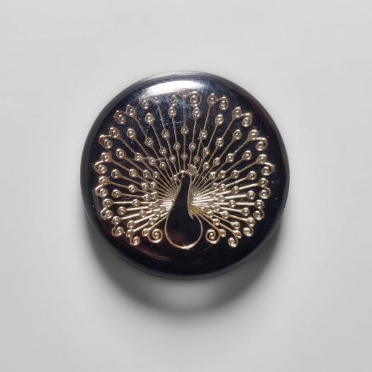 Gilded Peacock inlay in Black Onyx