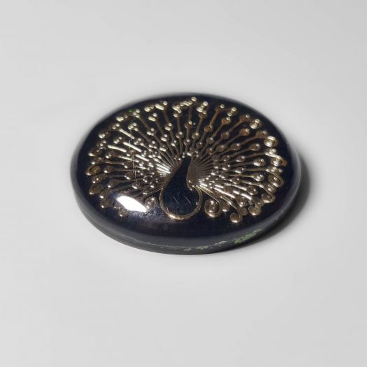 Gilded Peacock inlay in Black Onyx