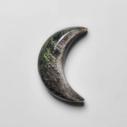 Silversheen Obsidian Crescent Moon Carving