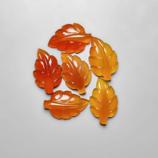 Carnelian Agate Leaf Carvings Lot