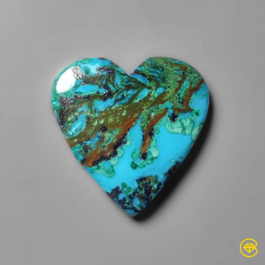 Chrysocolla Malachite Heart Carving