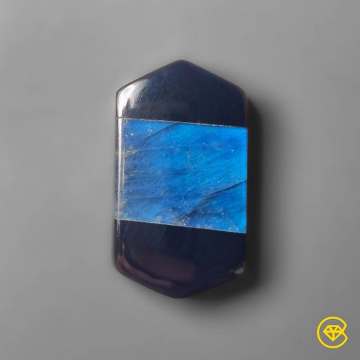 Blue Labradorite Inlay Black Onyx