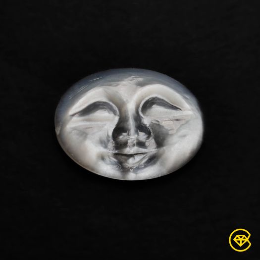 Grey Moonstone Moonface Carving
