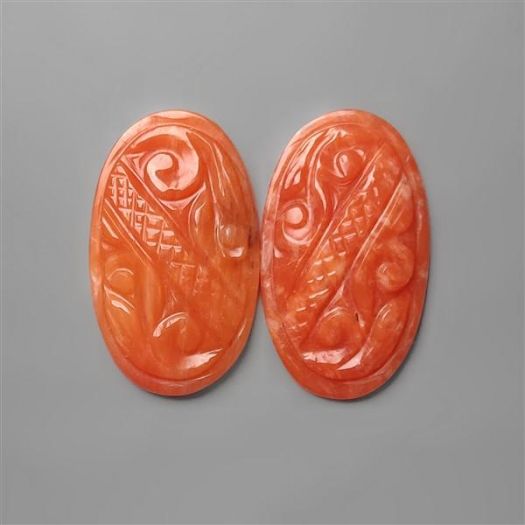 Peach Amazonite Mughal Carving Pair