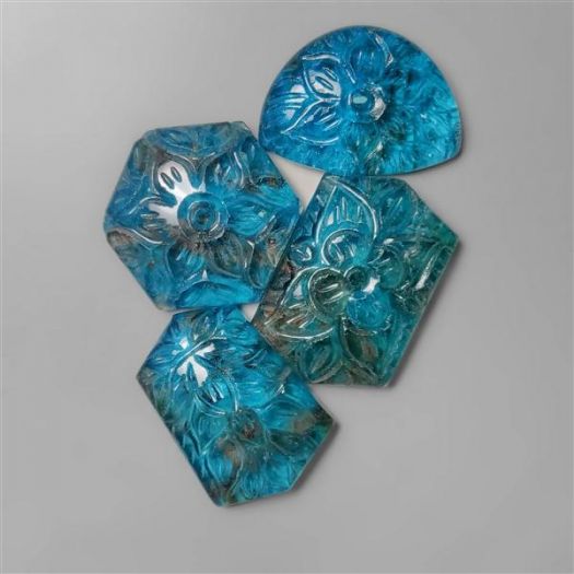 Mughal Carving Crystal & Neon Apatite Doublets Lot