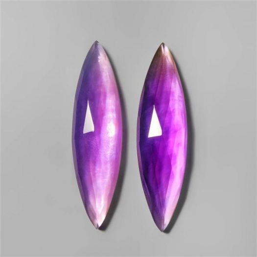 Rose Cut Amethyst With Mother Of Pearl Doublets Pair-N6804