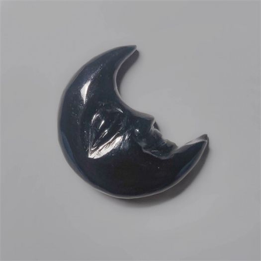 Black Spinel Moonface Crescent Carving-N7425
